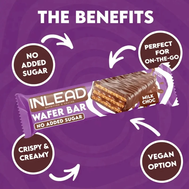 Inlead Wafer Bar Milk Choc - wafelek z kremem w polewie czekoladowej bez dodatku cukru