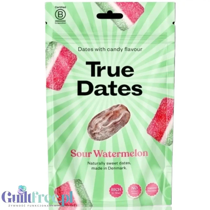True Dates Sour Watermelon - naturalne daktyle bez dodatku cukru o smaku kwaśnego arbuza