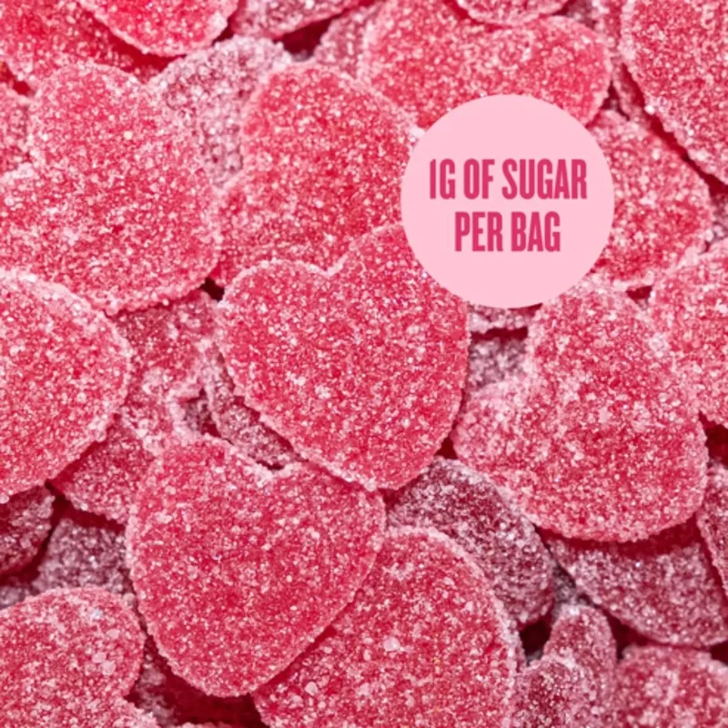 Pandy Candy Sweet Hearts Valentines Edition - błonnikowe malinowe żelkowe serduszka bez cukru 45% mniej kalorii
