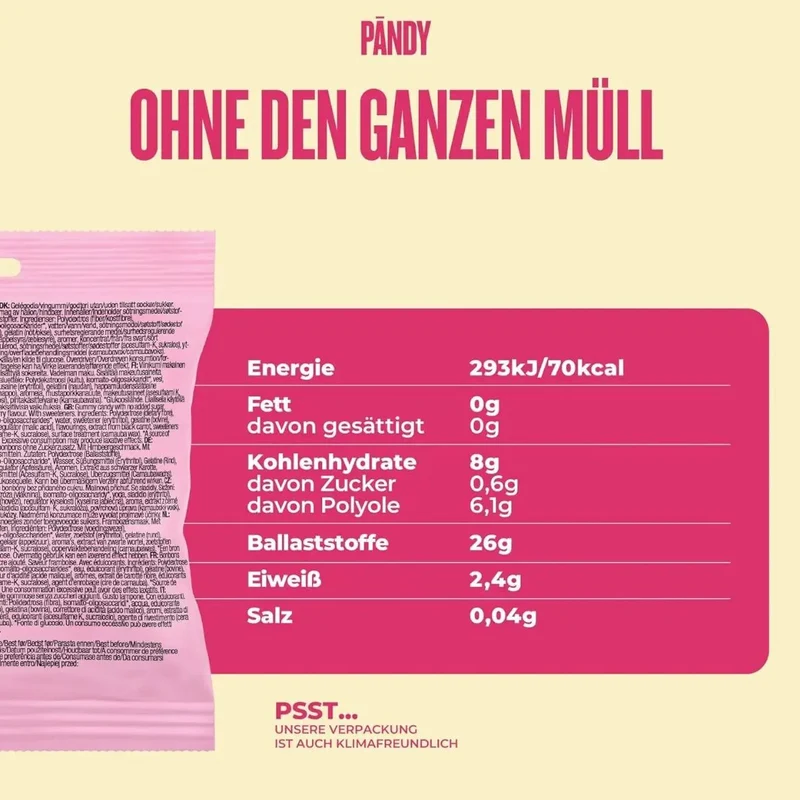 Pandy Candy Sweet Hearts Valentines Edition - błonnikowe malinowe żelkowe serduszka bez cukru 45% mniej kalorii