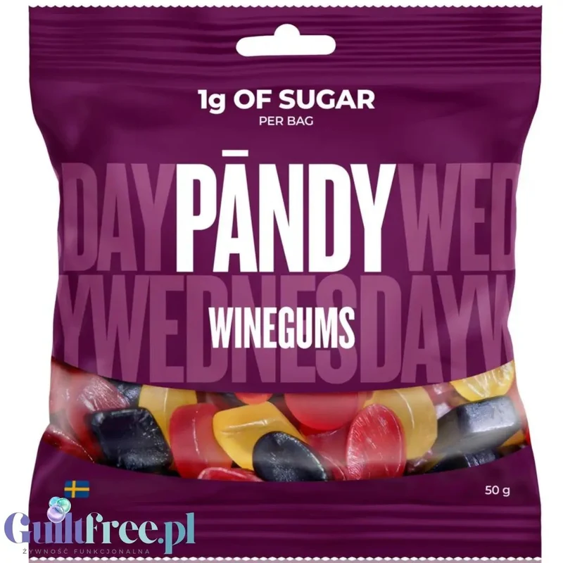 Pandy Candy Winegums - żelki błonnikowe bez cukru 45% mniej kalorii, smak czerwonych owoców i cytrusów
