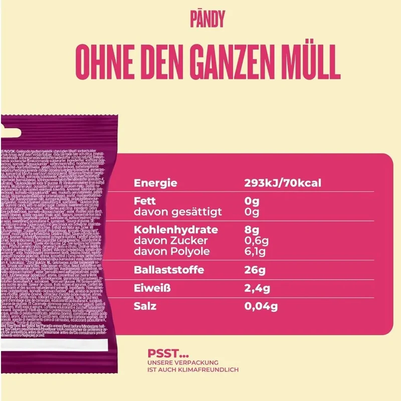 Pandy Candy Winegums - żelki błonnikowe bez cukru 45% mniej kalorii, smak czerwonych owoców i cytrusów