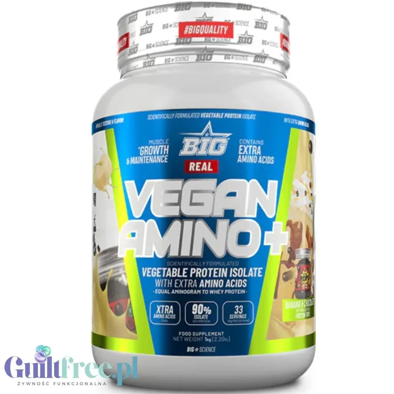 BIG® Vegan Amino+, Banana & Chocolate 1kg - wegańska odżywka białkowa o smaku czekoladowo-bananowym