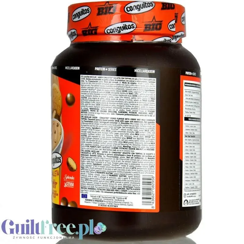 BIG® Micellar Casein, Conguitos Galleta Chocolate 1kg - gęsta deserowa odżywka białkowa, smak ciasteczko & mleczna czekolada