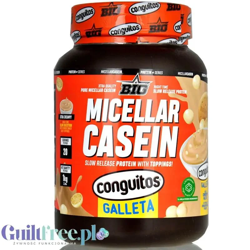 BIG® Micellar Casein, Conguitos Galleta White Chocolate 1kg - gęsta deserowa odżywka białkowa, smak ciasteczko & biała czekolada