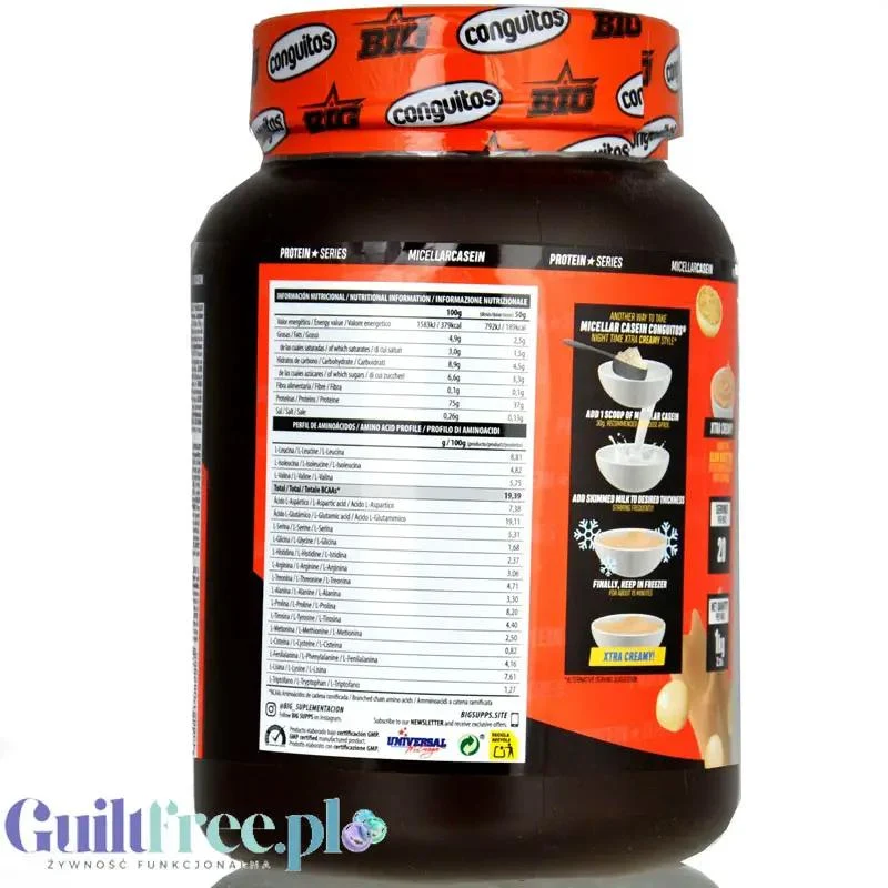 BIG® Micellar Casein, Conguitos Galleta White Chocolate 1kg - gęsta deserowa odżywka białkowa, smak ciasteczko & biała czekolada
