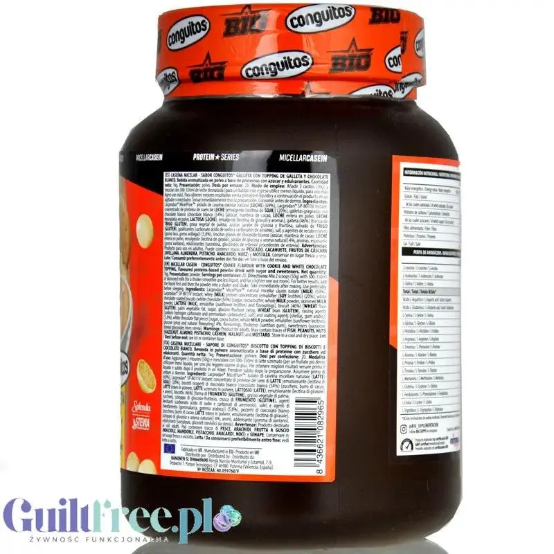 BIG® Micellar Casein, Conguitos Galleta White Chocolate 1kg - gęsta deserowa odżywka białkowa, smak ciasteczko & biała czekolada