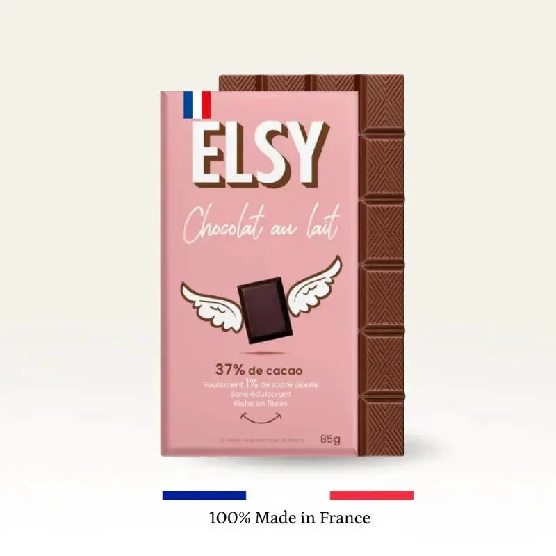 Elsy Chocolat Au Lait - błonnikowa mleczna czekolada bez maltitolu, 50% mniej cukru