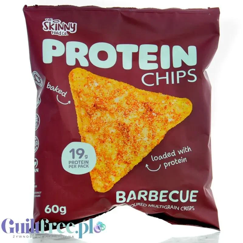 Skinny Food Protein Chips Barbecue - wegańskie, bezglutenowe chipsy proteinowe BBQ 19g białka