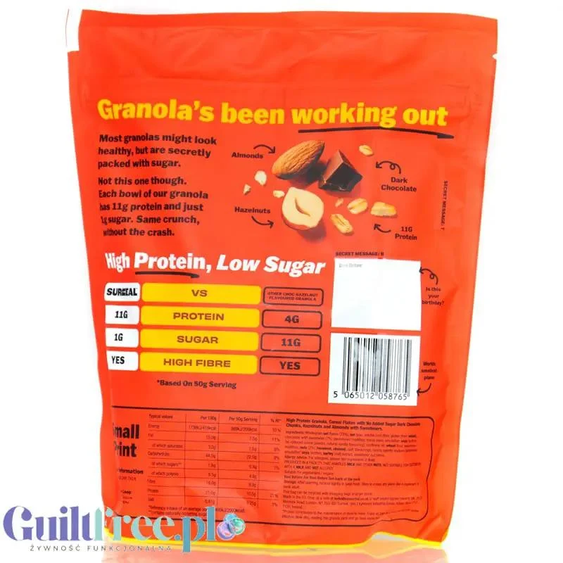 Surreal Granola Chocolate & Hazelnut - proteinowa granola bez dodatku cukru z czekoladą i orzechami
