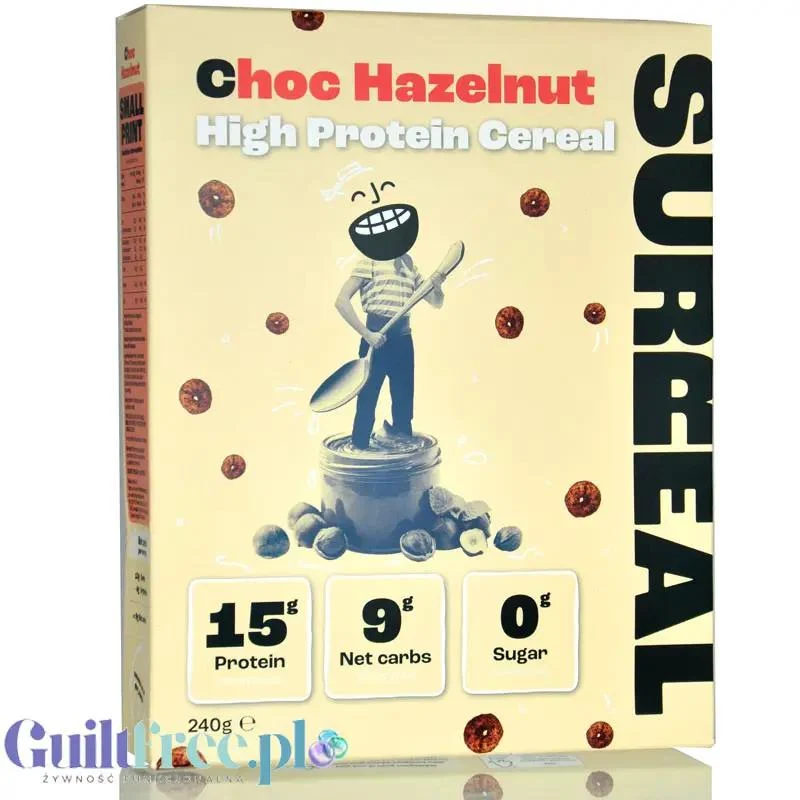 Surreal High Protein Cereal Choc Hazelnut - proteinowe płatki śniadaniowe bez cukru ze stewią i erytrolem