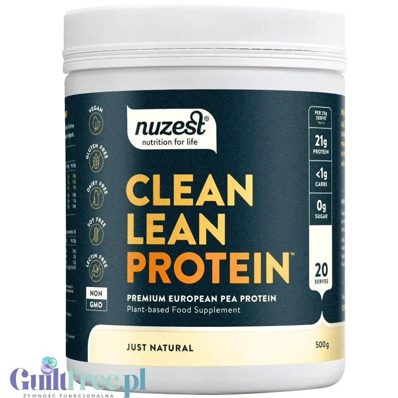 Nuzest Clean Lean Protein Just Natural 0,5 kg - wegańska odżywka białkowa z europejskiego grochu bez słodzików i aromatów