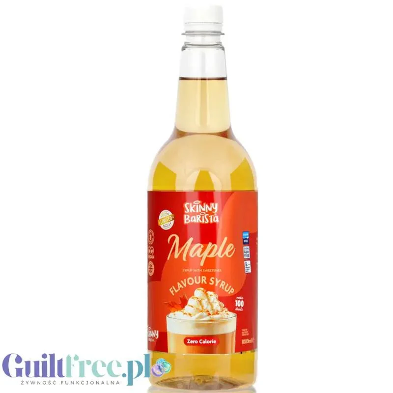 Skinny Food Barista Maple 1L - syrop zero kalorii do kawy, bez cukru o smaku syropu klonowego