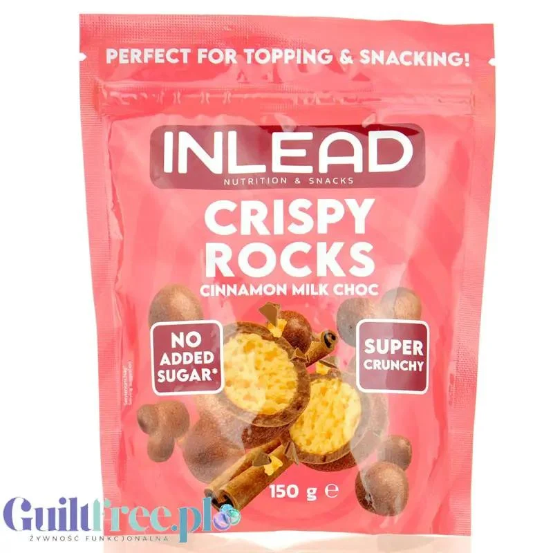 Inlead Crispy Rocks Cinnamon Milk Choc - chrupiące kuleczki kukurydziane w cynamonowej mlecznej czekoladzie bez cukru