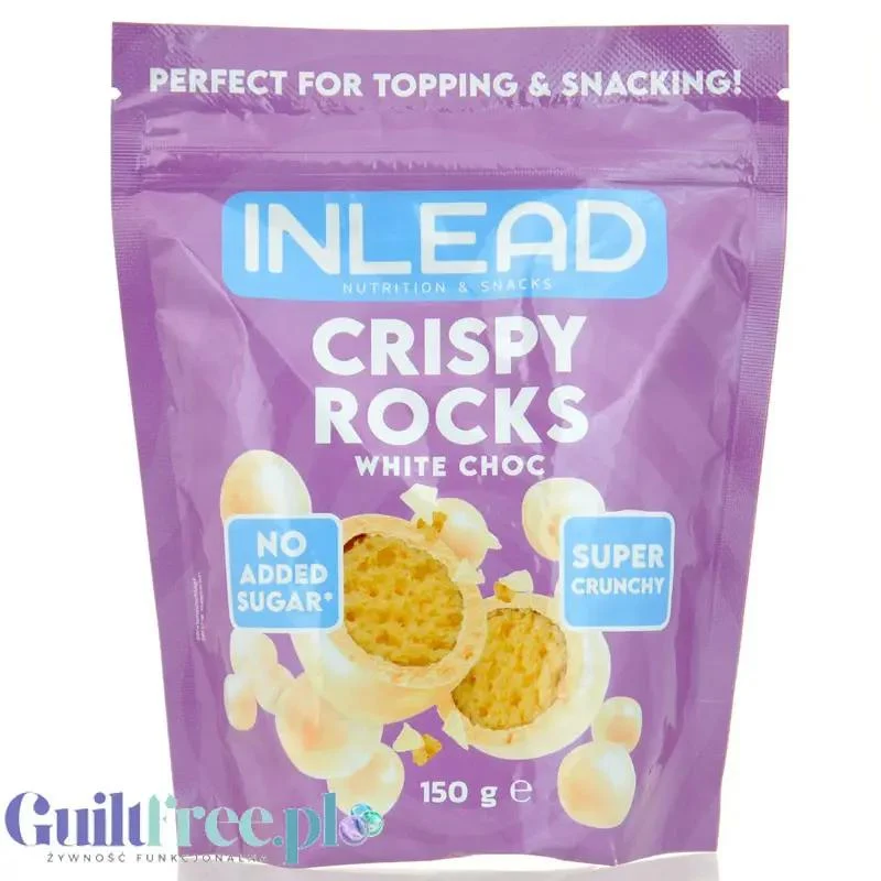 Inlead Crispy Rocks White Choc - chrupiące kuleczki kukurydziane w białej czekoladzie bez cukru