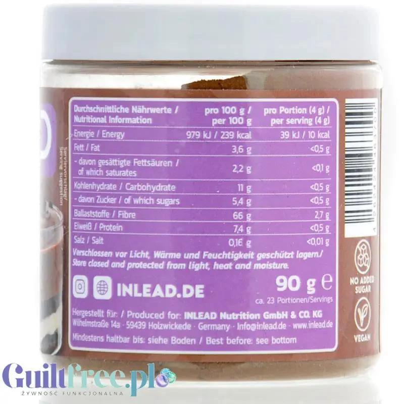 Inlead Flavor Powder Milk Choc 90g - błonnikowy aromat słodzący w proszku bez cukru, Mleczna Czekolada