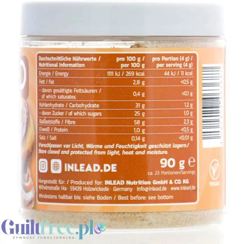 Inlead Flavor Powder Cinnamon Roll 90g - błonnikowy aromat słodzący w proszku o smaku Cynamonka z Orzechami