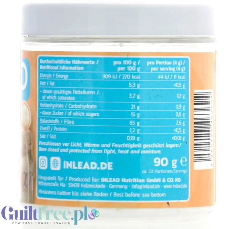 Inlead Flavor Powder White Choc Coconut 90g - błonnikowy aromat słodzący w proszku o smaku Biała Czekolada i Kokos