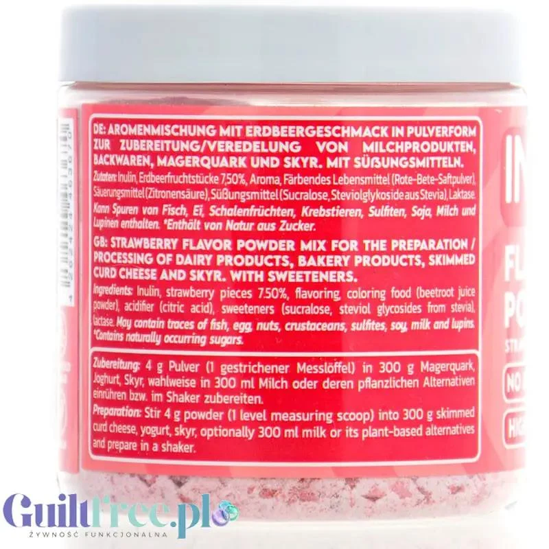 Inlead Flavor Powder Strawberry 90g - błonnikowy aromat słodzący w proszku bez cukru o smaku truskawkowym