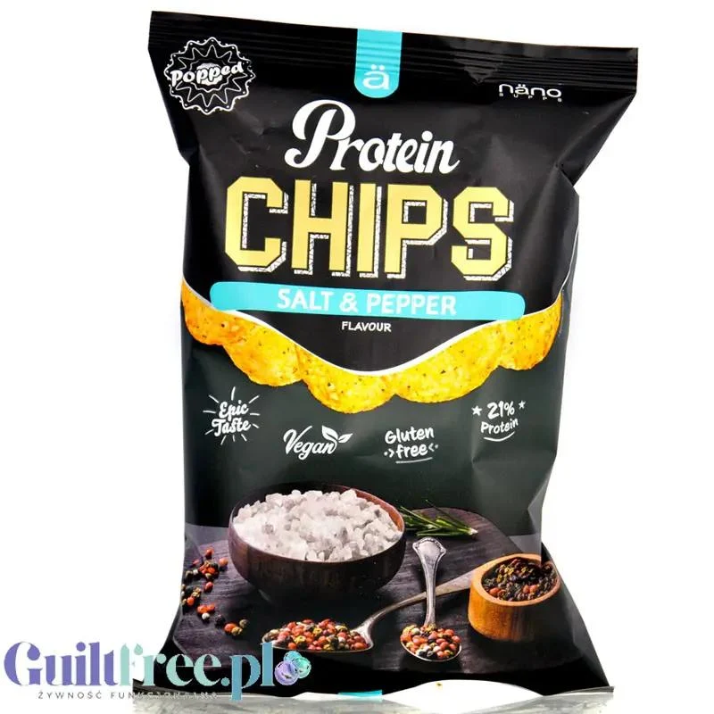 Nano Ä Vegan Protein Chips Salt & Pepper - wegańskie chipsy białkowe bez soi i mleka