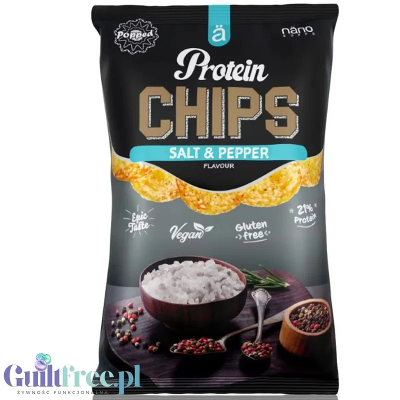 Nano Ä Vegan Protein Chips Salt & Pepper - wegańskie chipsy białkowe bez soi i mleka