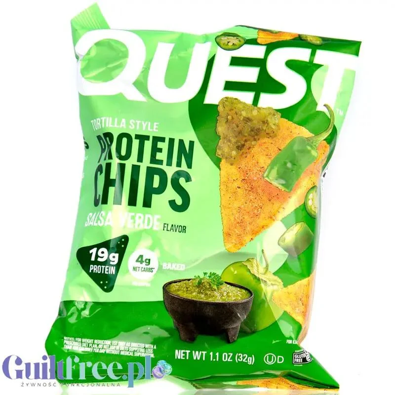 Quest Tortilla Chips, Salsa Verde - chipsy proteinowe 19g białka, smak ziołowo-cytrusowy