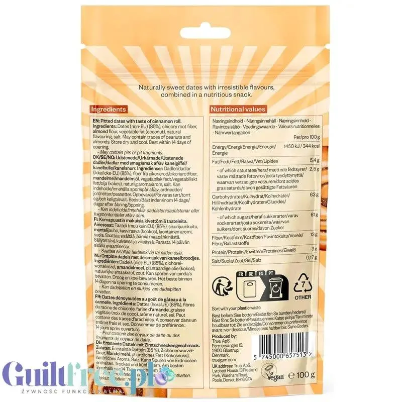 True Dates Cinnamon Roll - daktyle nadziewane bez dodatku cukru z naturalnym aromatem cynamonki