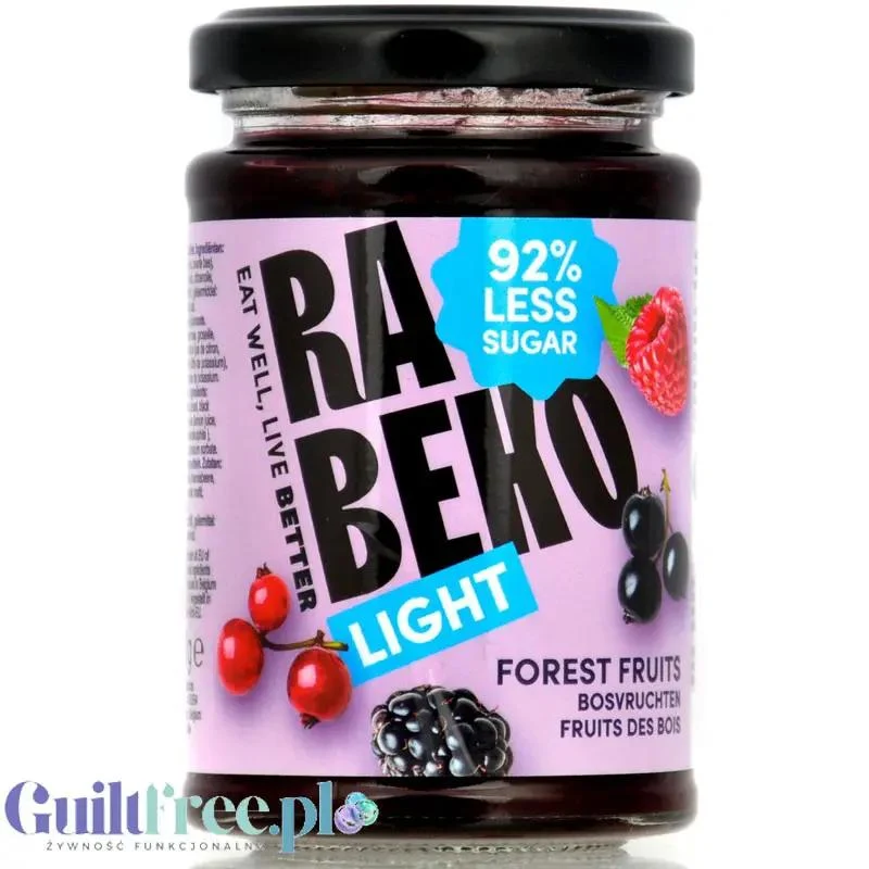 Rabeko Jam Light Forest Fruit - niskosłodzony dżem z owoców leśnych, 94% mniej cukru