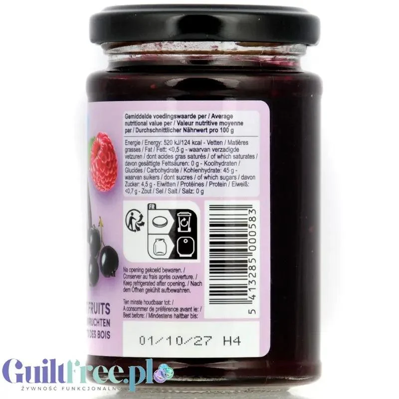 Rabeko Jam Light Forest Fruit - niskosłodzony dżem z owoców leśnych, 94% mniej cukru