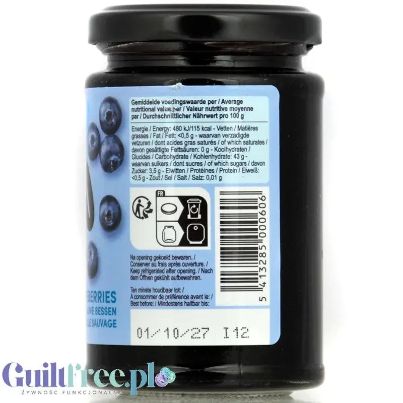 Rabeko Jam Light Blueberries - niskosłodzony dżem jagodowy, 94% mniej cukru