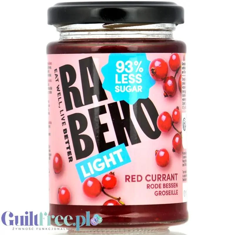 Rabeko Jam Light Red Currant - niskosłodzony dżem porzeczkowy, 93% mniej cukru