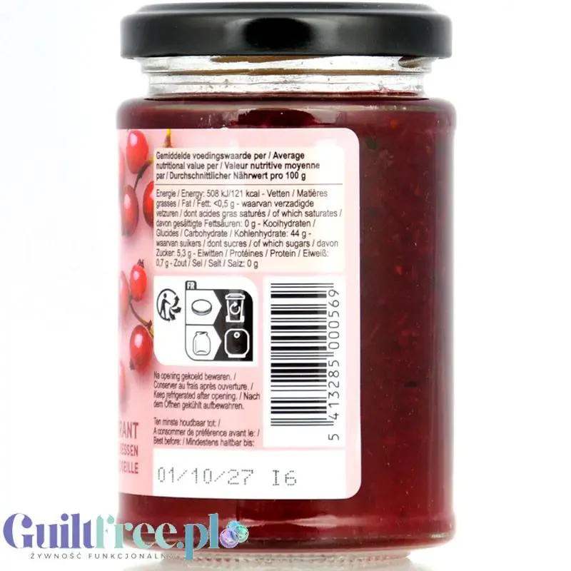 Rabeko Jam Light Red Currant - niskosłodzony dżem porzeczkowy, 93% mniej cukru
