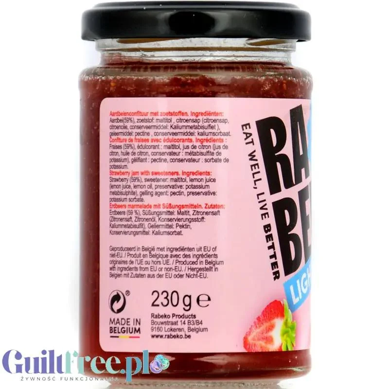 Rabeko Jam Light Strawberry - niskosłodzony dżem truskawkowy, 94% mniej cukru