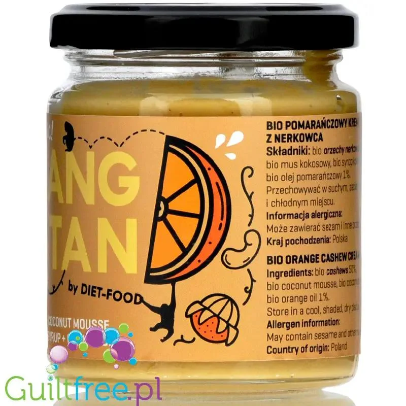 Diet Food ORANGNUTAN bio krem cashew-pomarańczowy z musem kokosowym