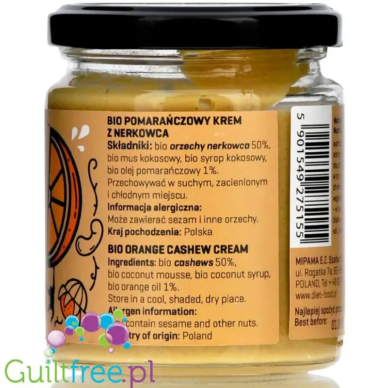 Diet Food ORANGNUTAN bio krem cashew-pomarańczowy z musem kokosowym