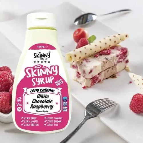 Skinny Food White Chocolate & Raspberry - gęsty syrop zero kalorii Biała Czekolada & Maliny