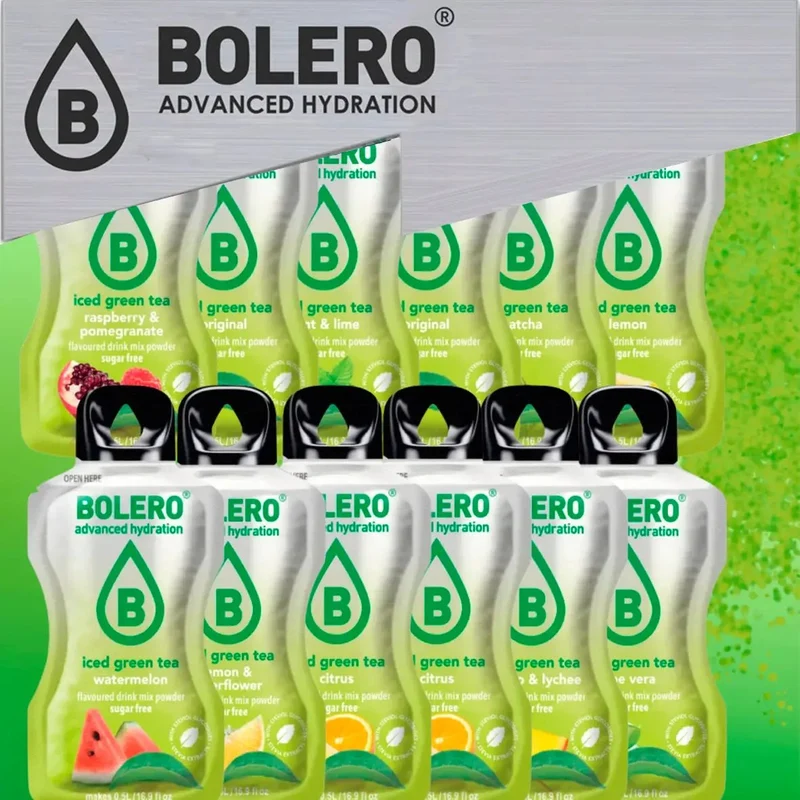 Bolero Sticks Iced Green Tea Drink Mix 12 x 3g, 12 saszetek Zielonej Mrożonej Herbaty