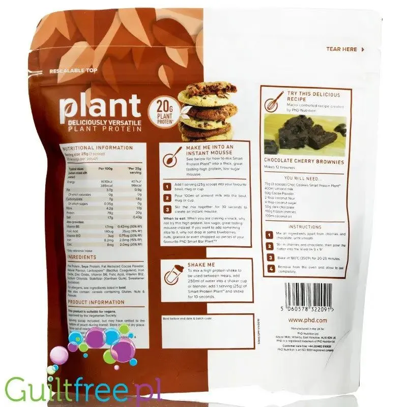 Phd Smart Plant Chocolate Cookie - wegańska odżywka białkowa, Czekolada & Ciasteczko