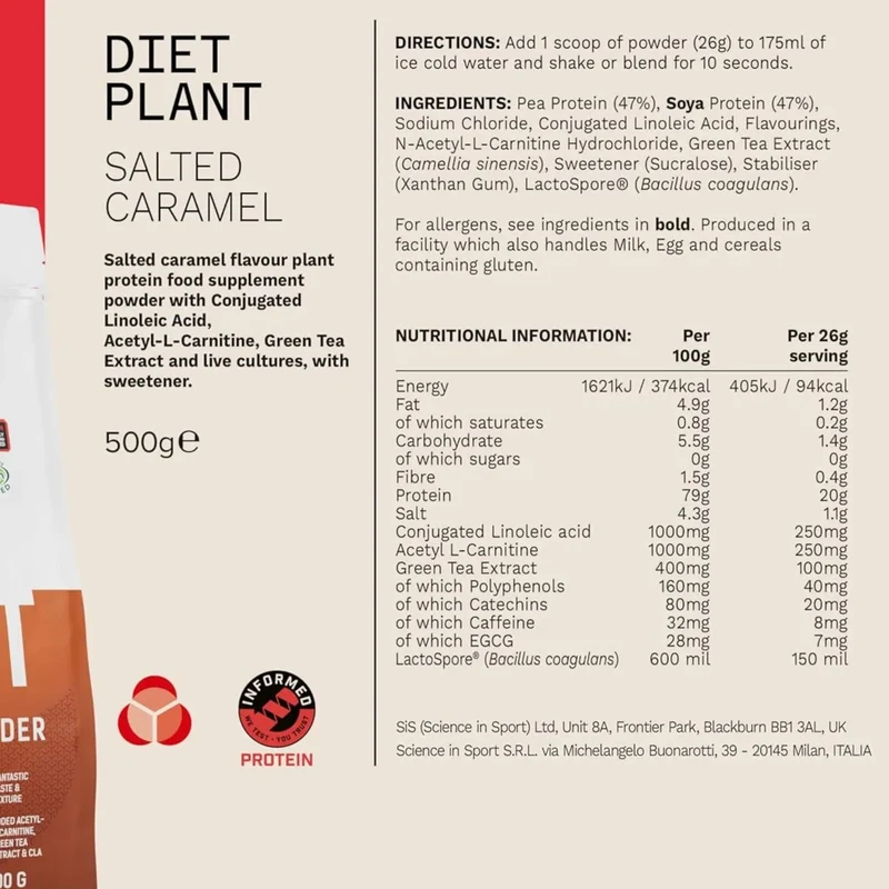 Phd Diet Plant Lean Protein Salted Caramel 500g - wegańska odżywka białkowa, Solony Karmel, formuła fat burning