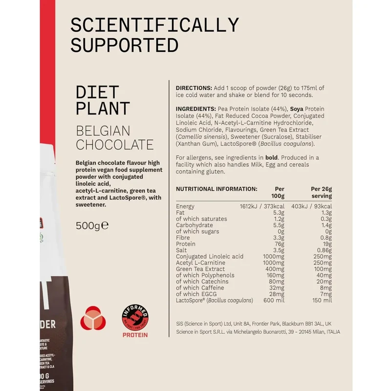 Phd Diet Plant Lean Protein Belgian Chocolate 500g - wegańska odżywka białkowa, Belgijska Czekolada, fat burning formula