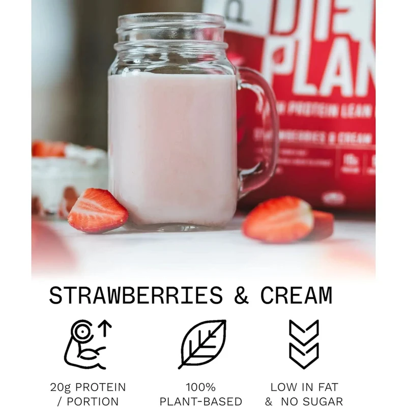 Phd Diet Plant Lean Protein Strawberries & Cream 500g - wegańska odżywka białkowa, Truskawki w Śmietanie, fat burning formula