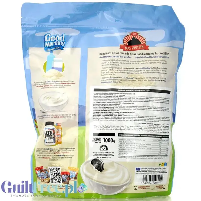 Max Protein Crema de Arroz, Blackmax 1kg - kleik ryżowy bez cukru, regeneracyjny posiłek treningowy o smaku ciasteczkowym