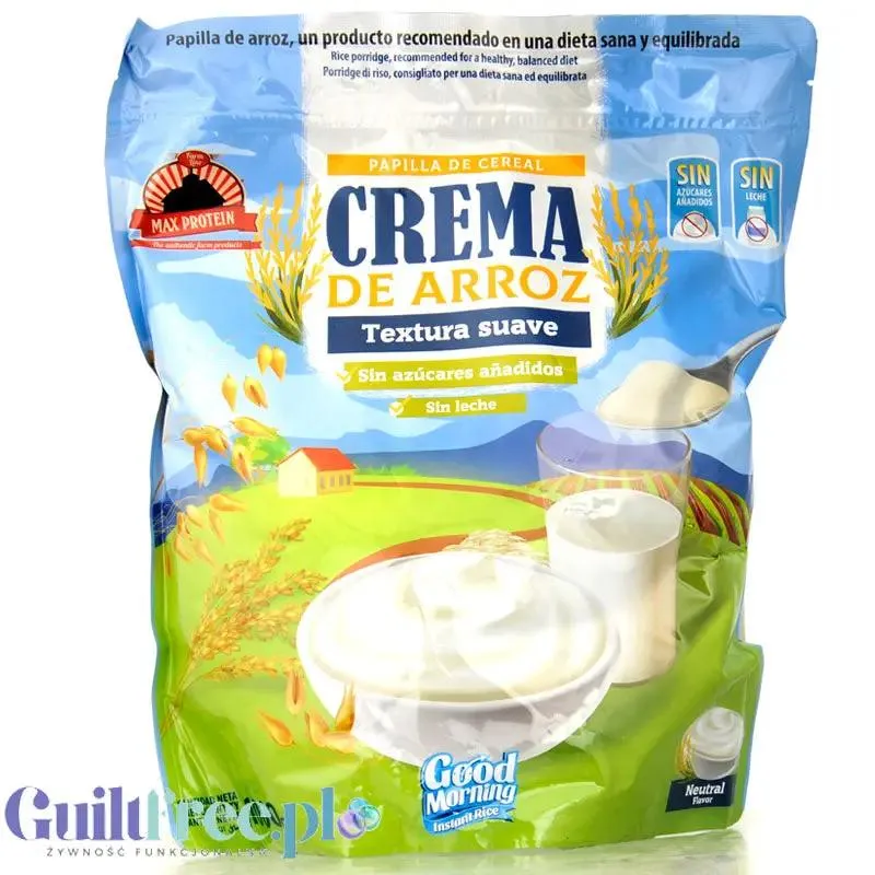 Max Protein Crema de Arroz, Neutral 1kg - kleik ryżowy bez cukru i słodzików, węglowodany po treningu