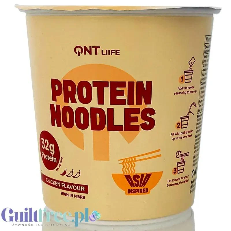 QNT Protein Noodles Chicken - proteinowa 'chińska zupka' z makaronem o smaku kurczaka 32g białka