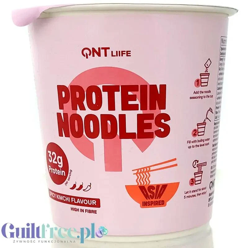 QNT Protein Noodles Spicy Kimchi - pikantna proteinowa 'chińska zupka' z makaronem 32g białka