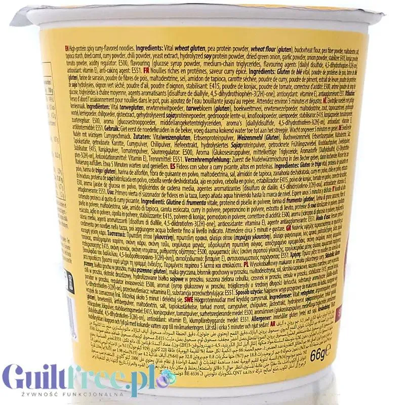 QNT Protein Noodles Spicy Curry - pikantna proteinowa 'chińska zupka' 32g białka
