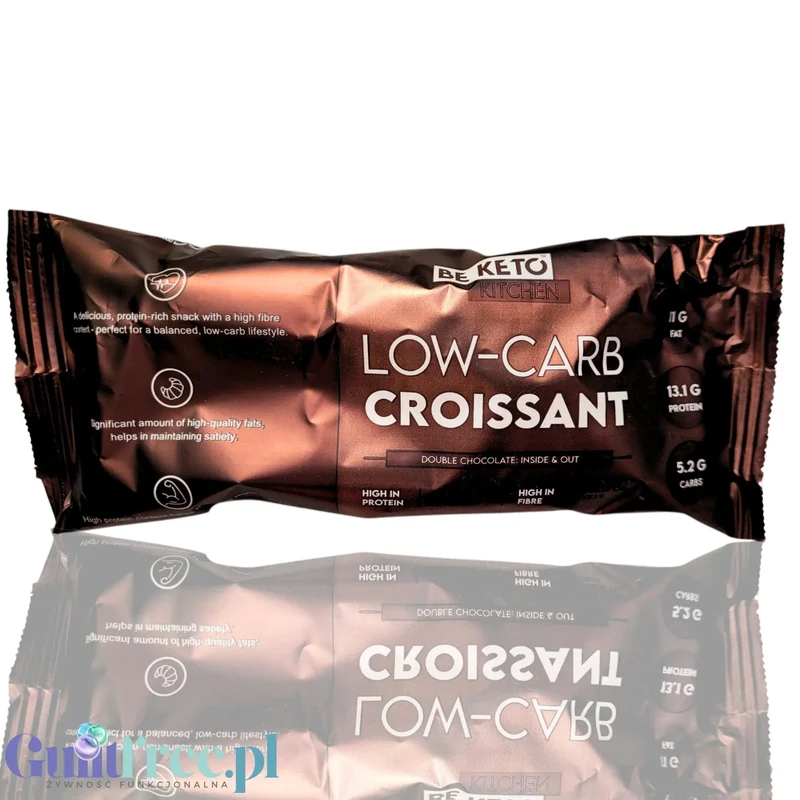 BeKeto Low-Carb Croissant Double Chocolate Inside & Out - keto rogalik z nadzieniem czekoladowym 5,2g węglowodanów, 13g białka