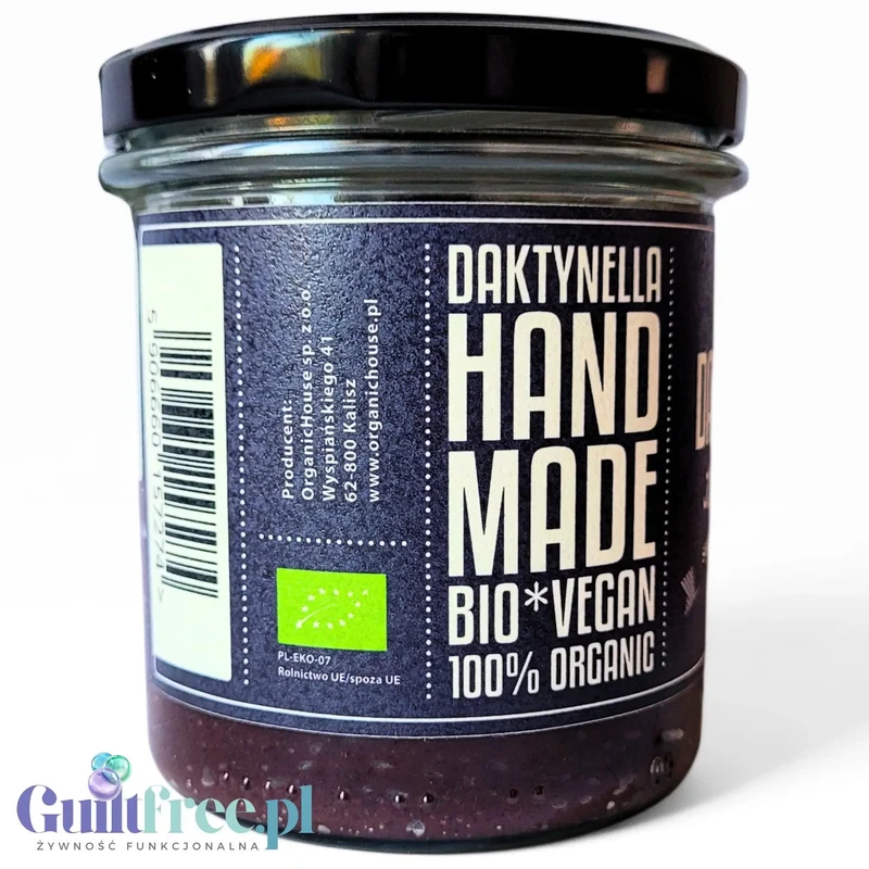 Organic House Daktynella Jagoda 280g - jagodowy krem daktylowo-kokosowy bez dodatku cukru, wegański & organiczny