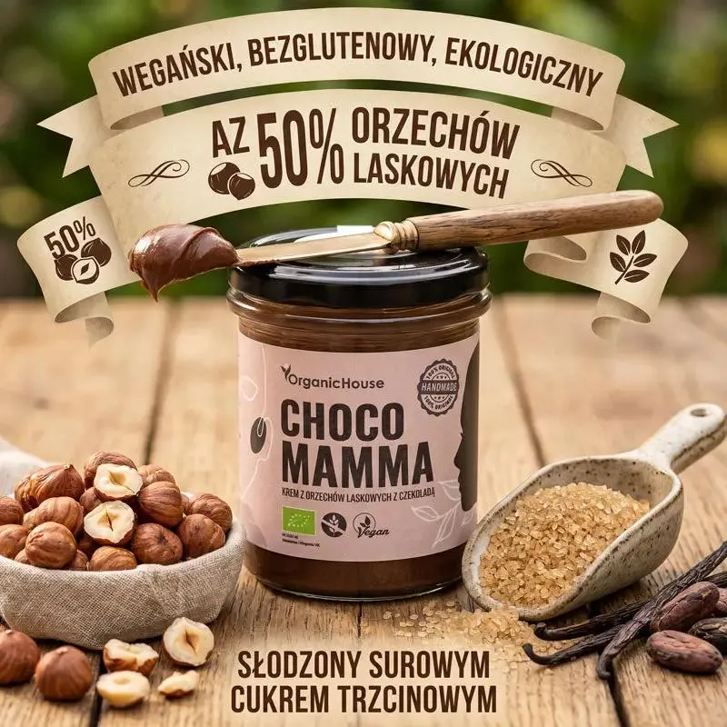 Organic House Chocco Mamma - ekologiczny krem z orzechów laskowych i kakao bez oleju palowego i laktozy
