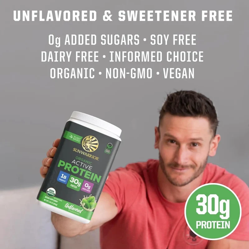 Sunwarrior Active Protein Organic Unflavored 884 g - organiczna wegańska odżywka białkowa